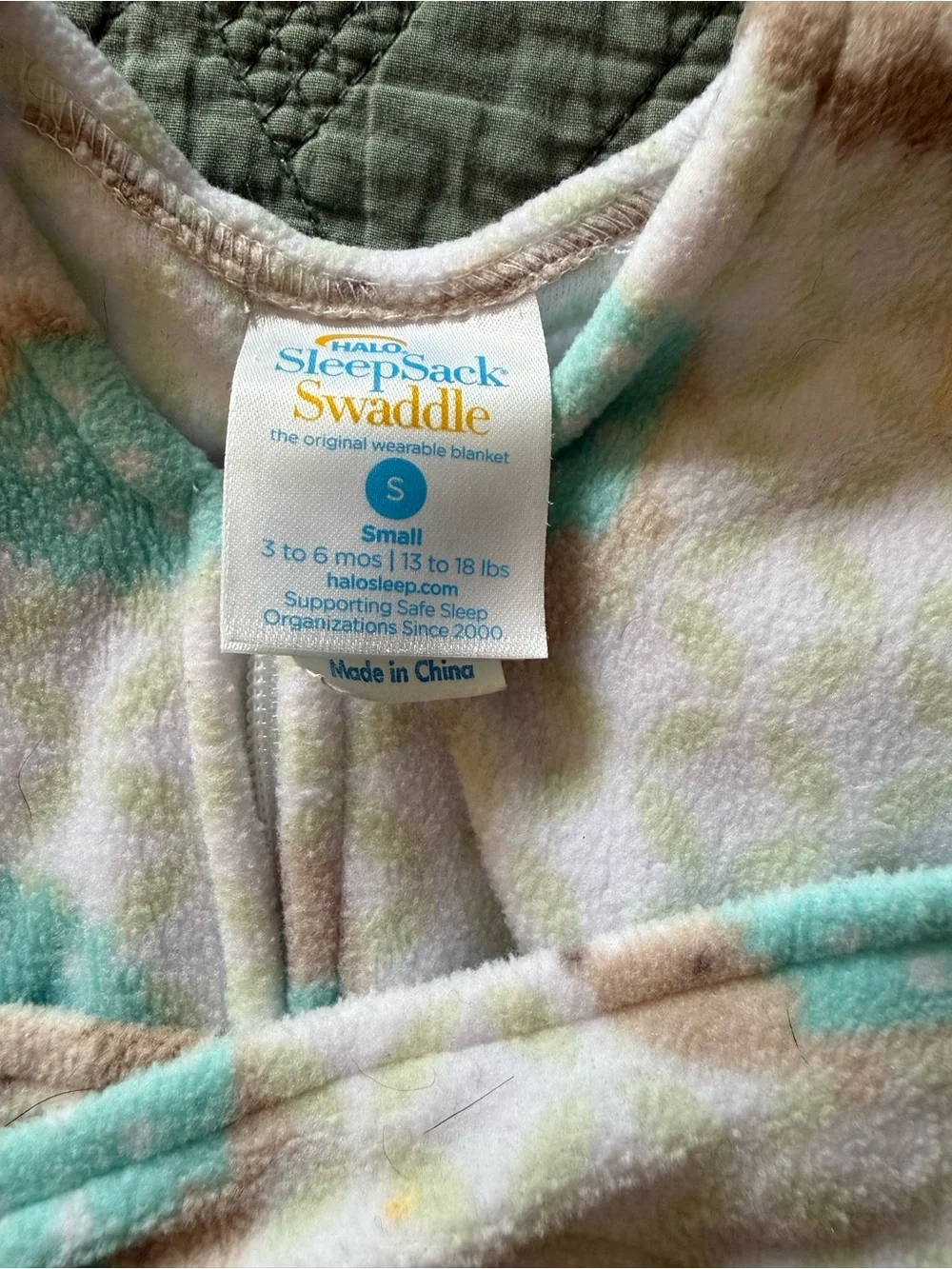 Halo Baby Sleep Sack Swaddle in Cream, Teal & Brown Hedgehog Pattern